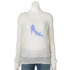 LC Lauren Conrad Disney Cinderella 2015 Movie Sequin Bling Glass Slipper Sweater